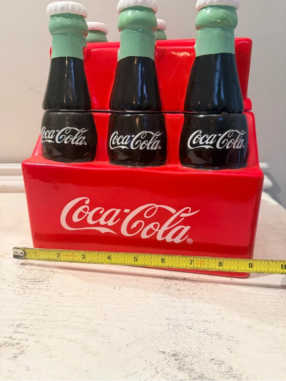 Coca Cola Red, Black & Green Ceramic Bottle Crate Cookie Jar